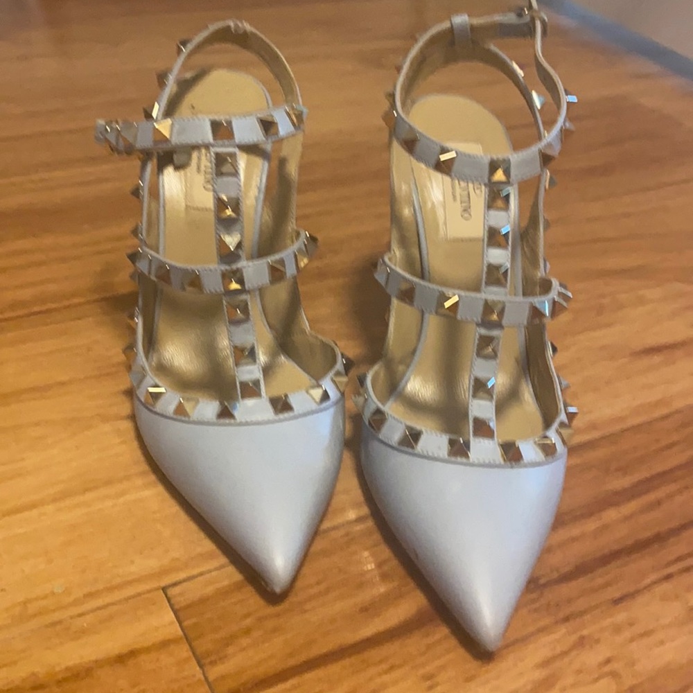 Valentino rockstud blue caged pump 100mm 38.5